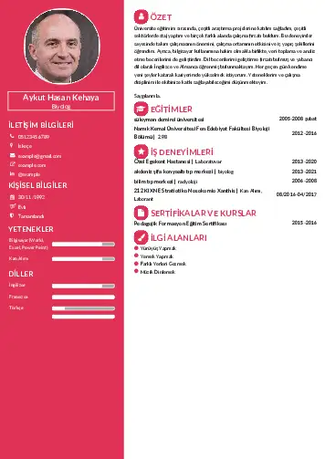 Biyolog CV Örnekleri cv indir